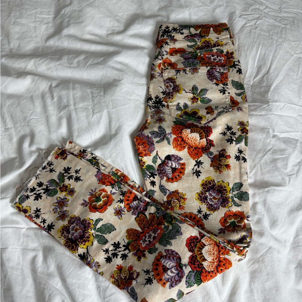Pilcro High-Rise Cigarette Jeans | Size 25 Anthropologie Floral Printed Denim